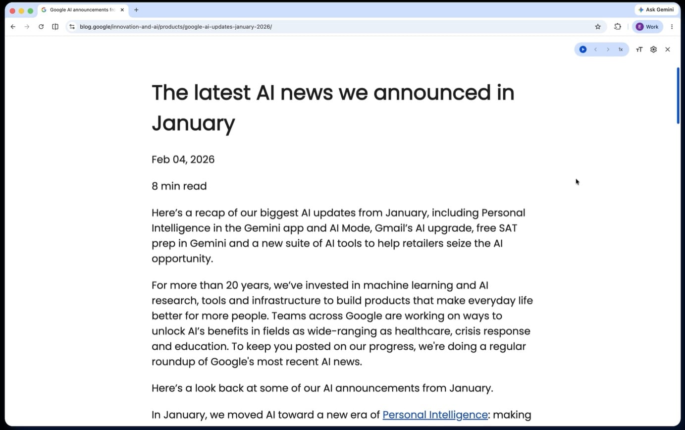New Reading Mode Google Chrome