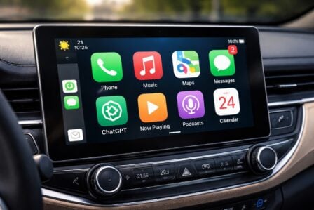 ChatGPT intégré dans Apple CarPlay sur l'écran d'une voiture connectée