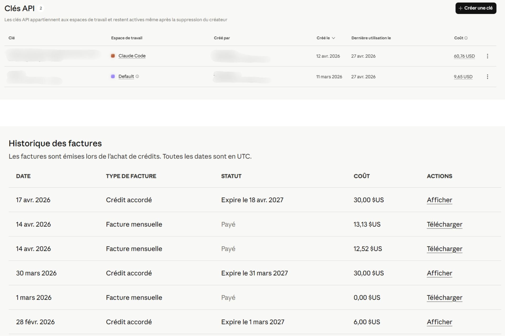 Facturation Anthropic