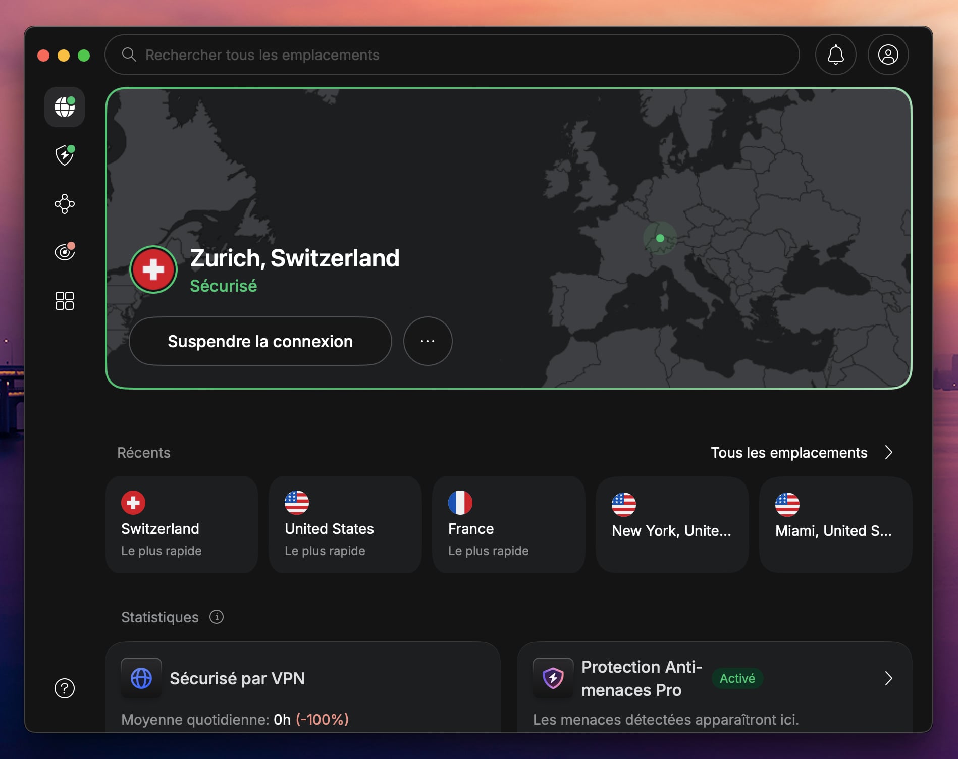 NordVPN avec connexion en suisse