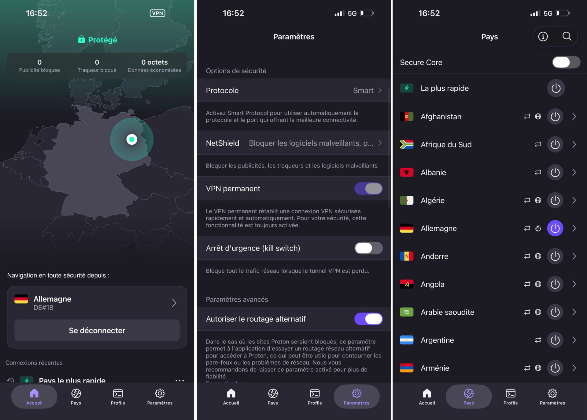 Proton VPN sur iPhone et Android