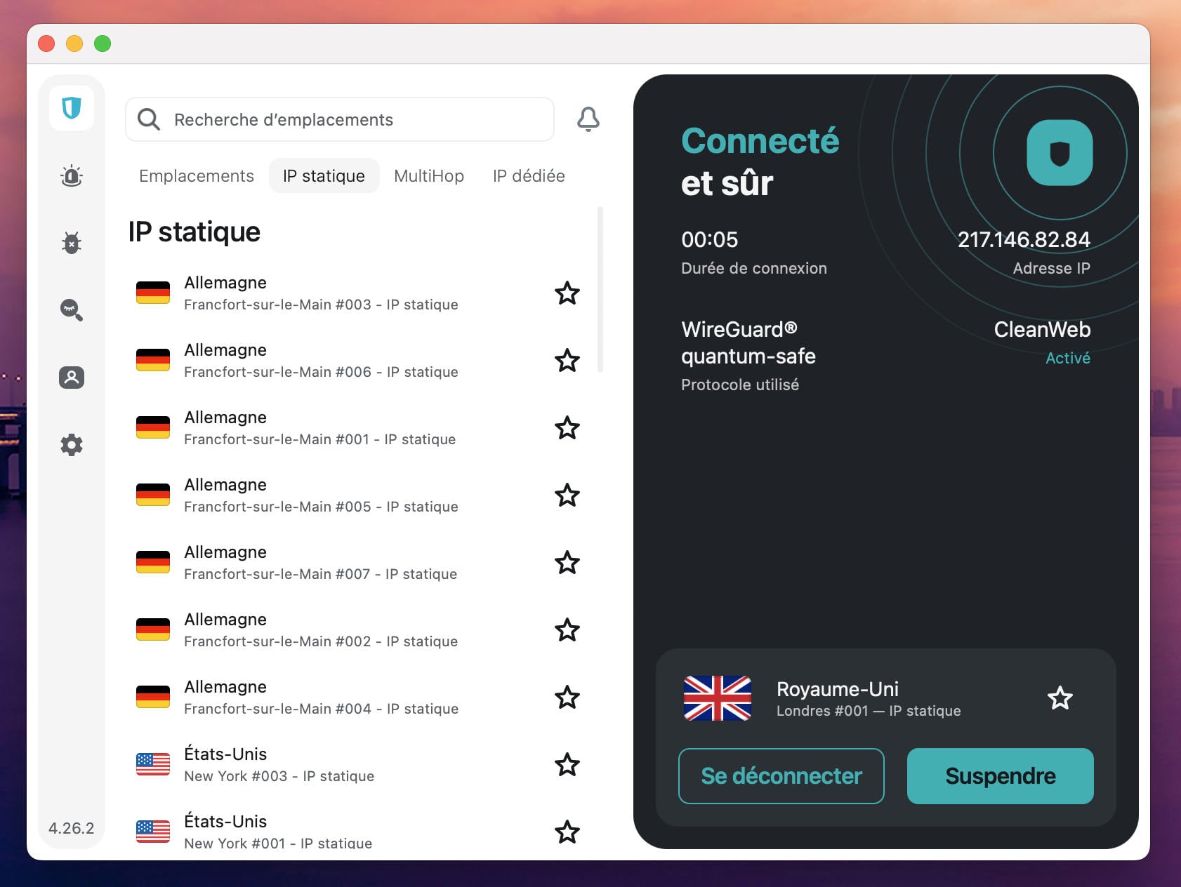Surfshark et son IP statique