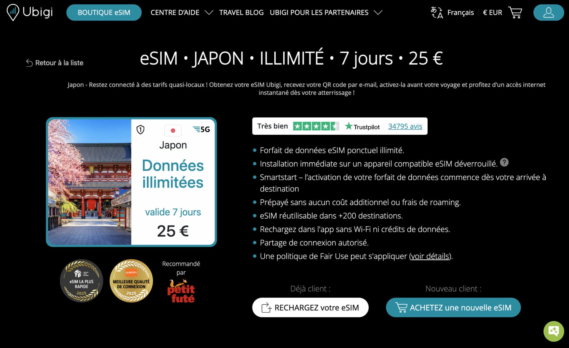 La eSIM Ubigi au Japon