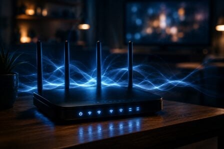 Box Internet Branchée En Veille Consommant De L'électricité En Continu Sur Un Bureau