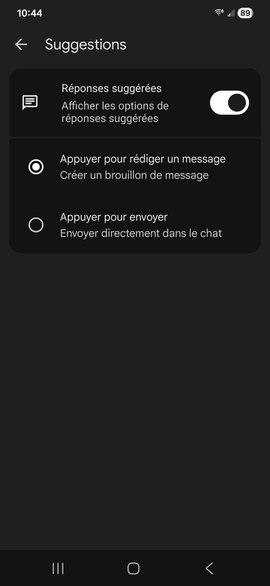 Google Messages Réponses Suggérées