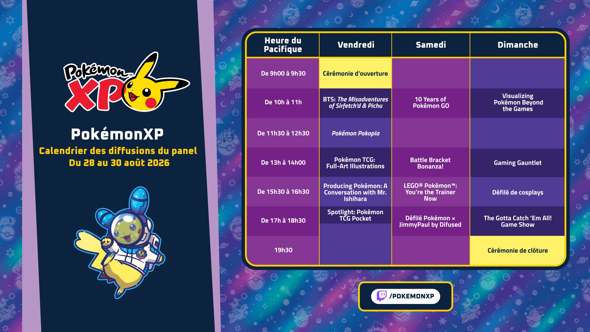 Calendrier événements championnats du monde Pokémon 2026