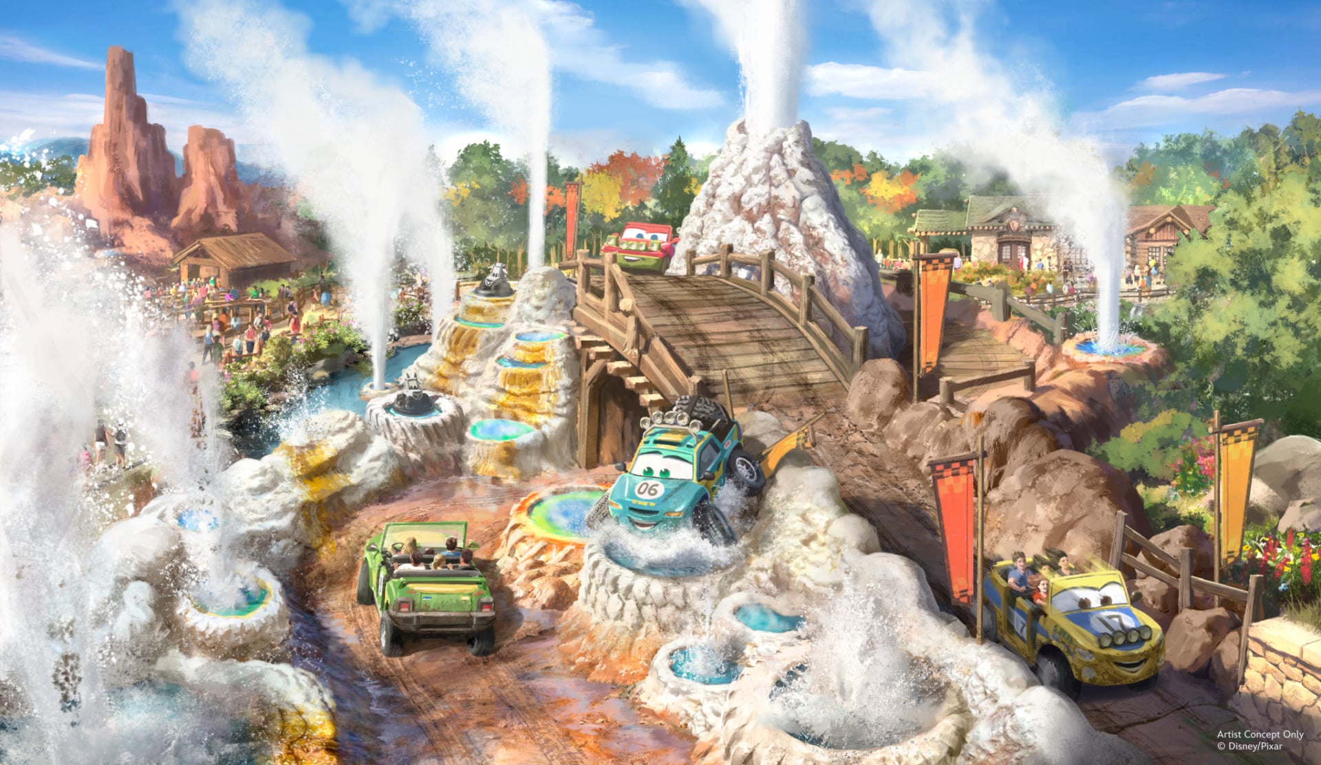 Cars Ridge Run Rally At Magic Kingdom – Geyser Field Concept Art 2048x1186