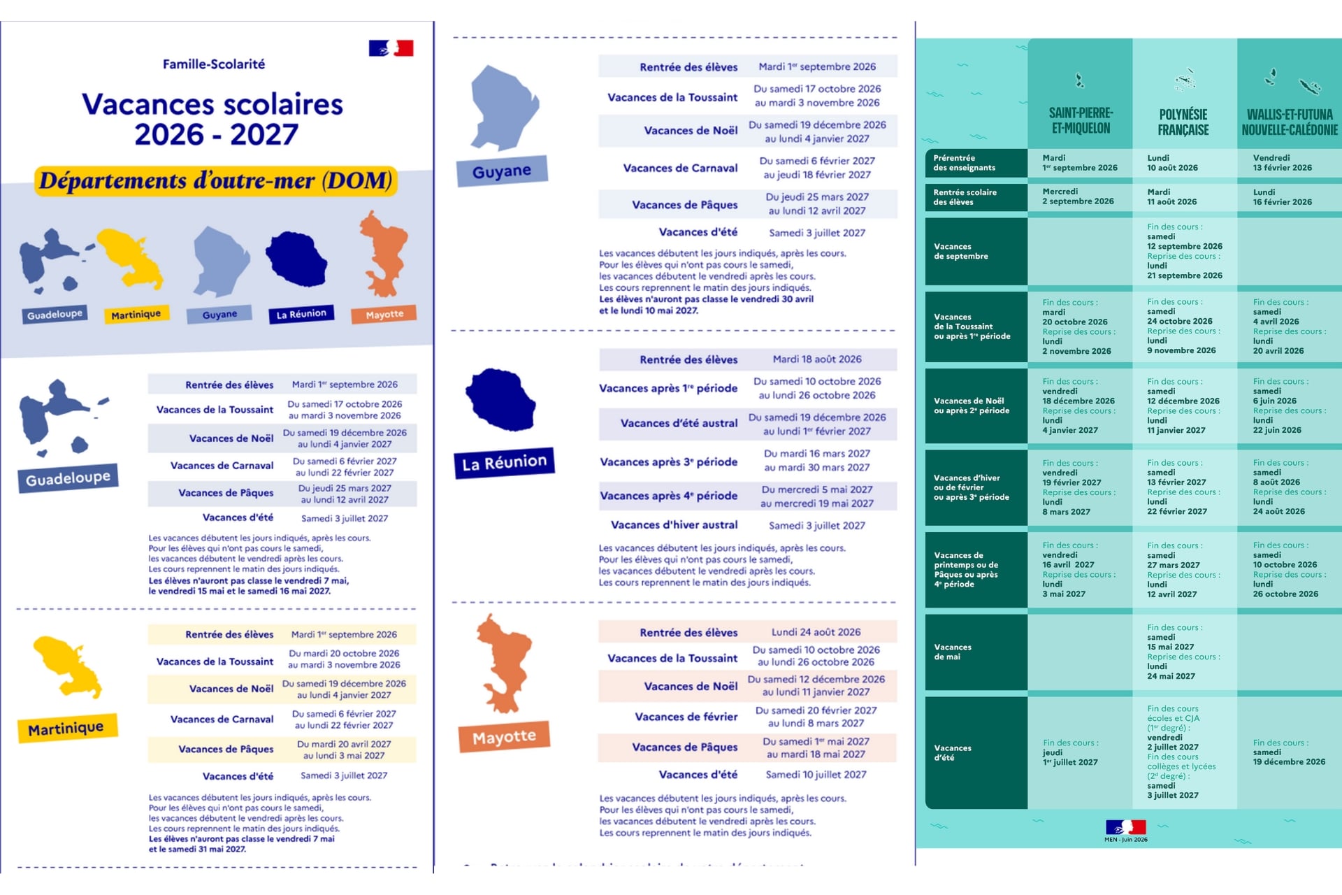 Vacances Scolaires Outremer 2026