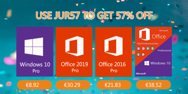 Promotion pour la bonne année : Windows 10 Pro à 8,92 €, Office 2019 Pro à 30,29 €