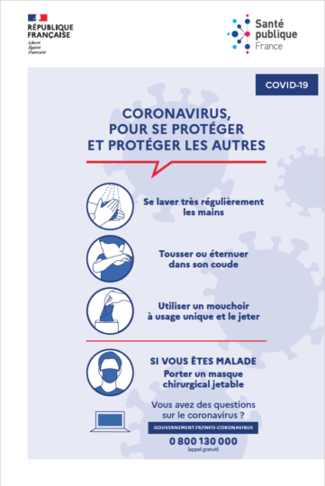Fiche d'information gouvernement pour coronavirus. 
