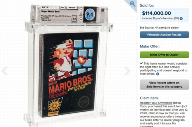 Super Mario Bros : une cartouche rare s’envole à 114 000$ aux enchères