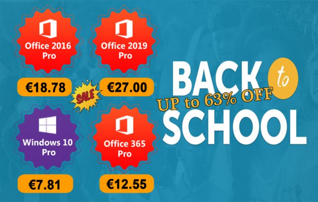 [back to school] Windows 10 pro à 7,81€ et Office 2016 à 18,78€