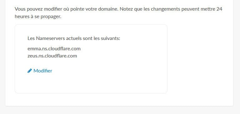 Changement nameservers hébergement web