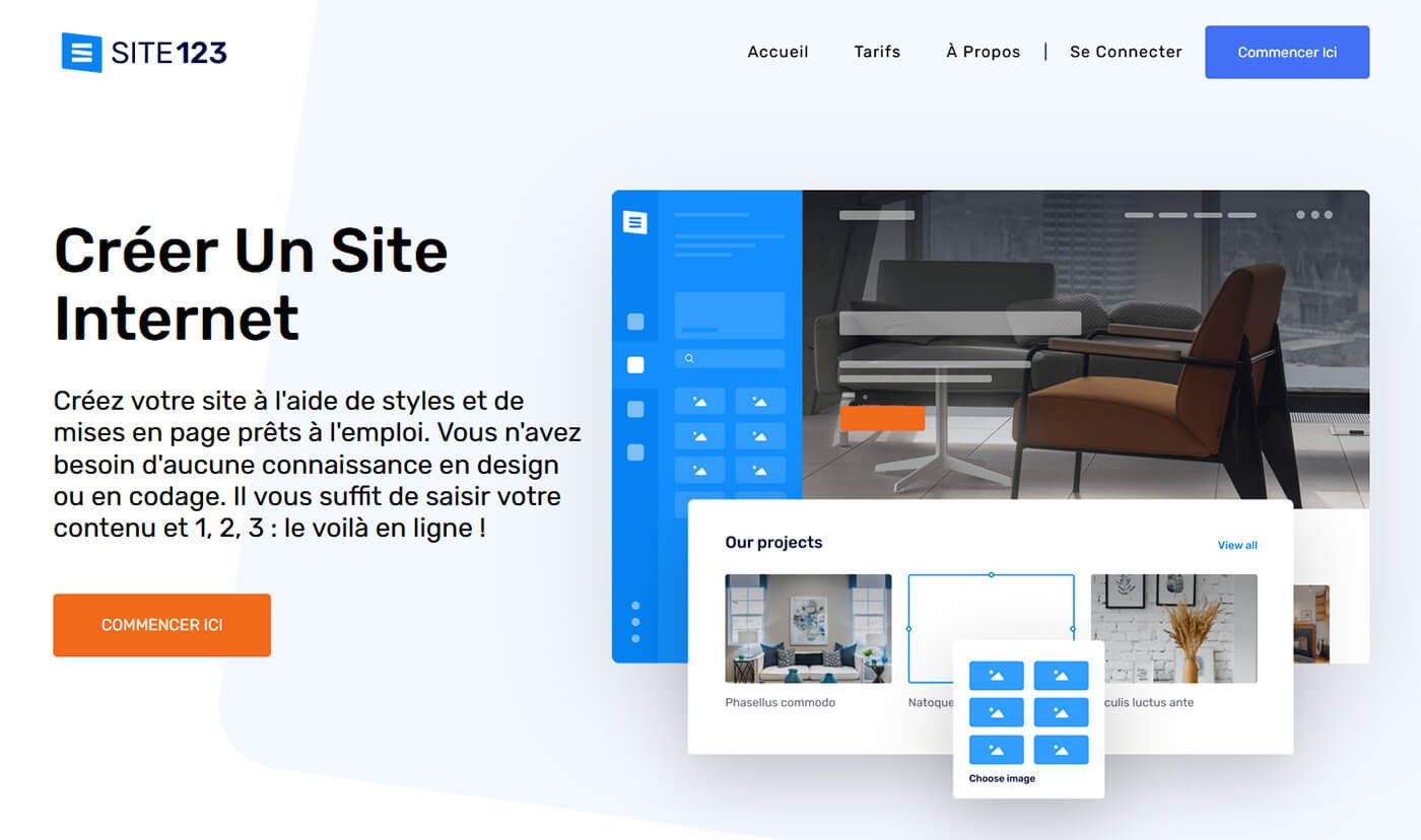 Créer site gratuit Site123