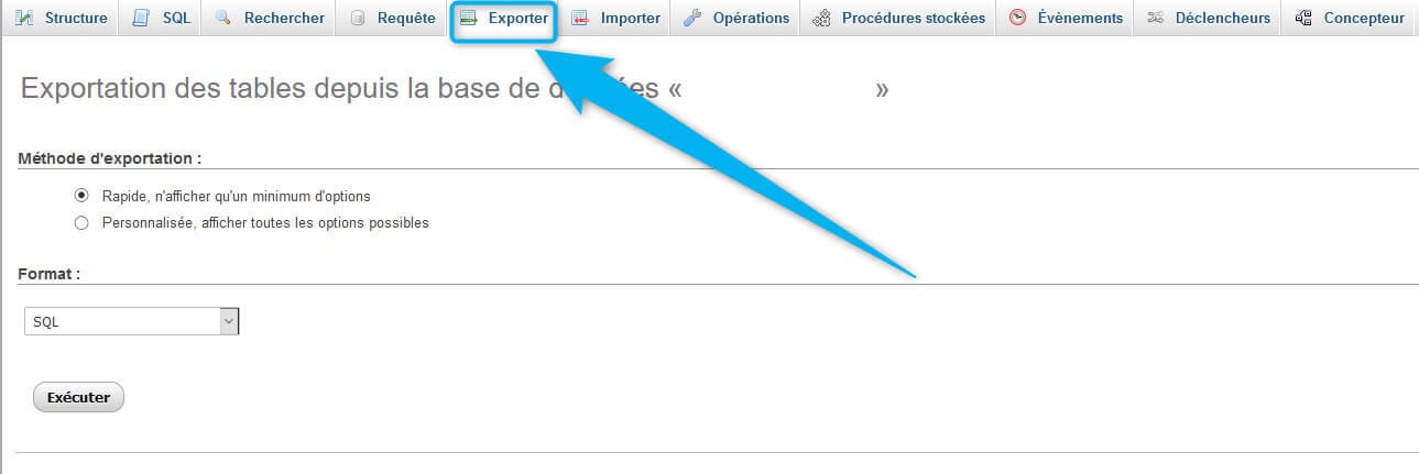 Export base de données phpMyAdmin