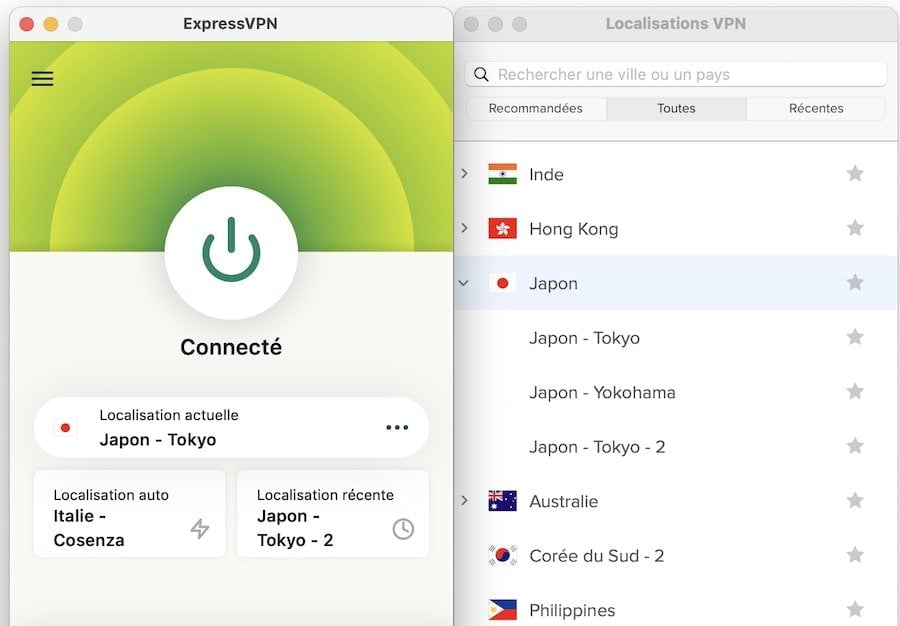 ExpressVPN connexion Japon