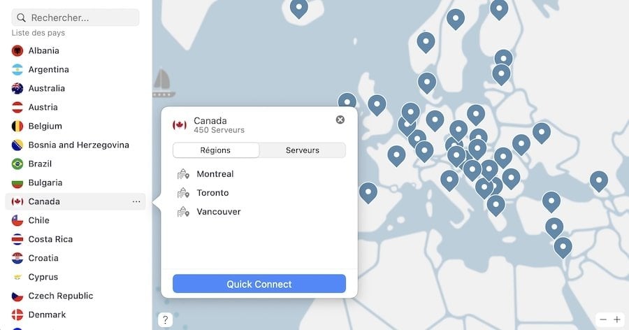 NordVPN serveurs Canada