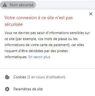 Site non sécurisé certificat SSL