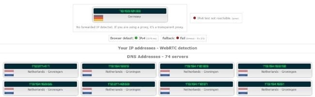 Test d'adresse IP avec Kaspersky VPN