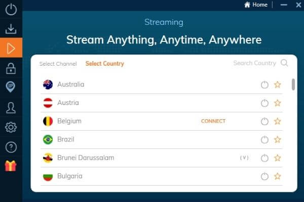 Choix de localisations Ivacy VPN