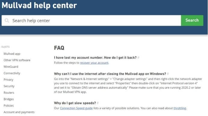 FAQ Mullvad VPN