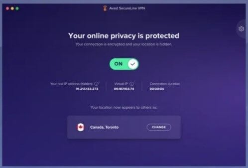 Interface Avast SecureLine