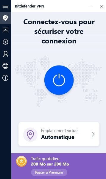 Interface Bitdefender VPN