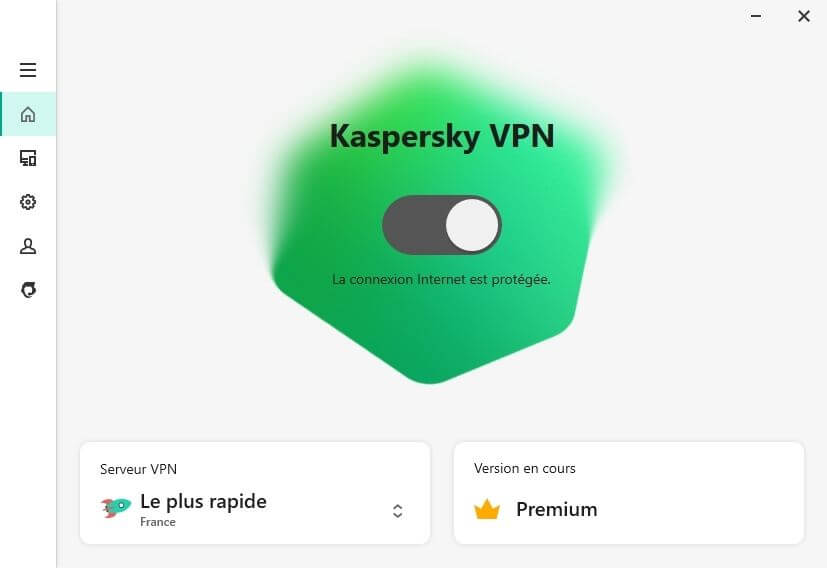 Interface Kaspersky VPN