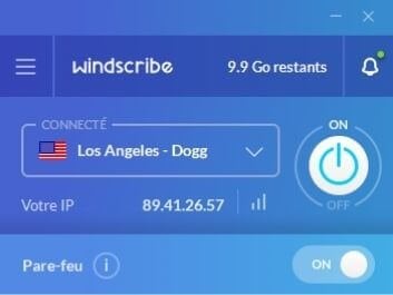 Interface Windscribe