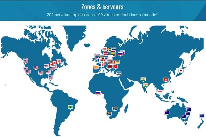 Localisation des serveurs Trust Zone VPN