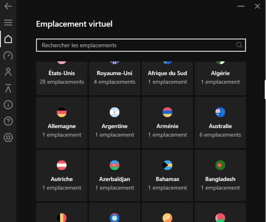 Localisations Hotspot Shield VPN