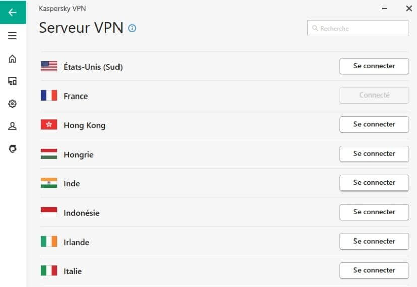 Localisations Kaspersky VPN