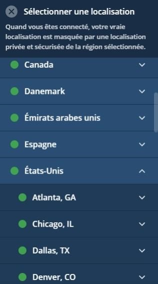 Localisations Mullvad VPN