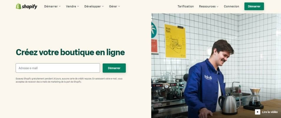 Page officielle Shopify