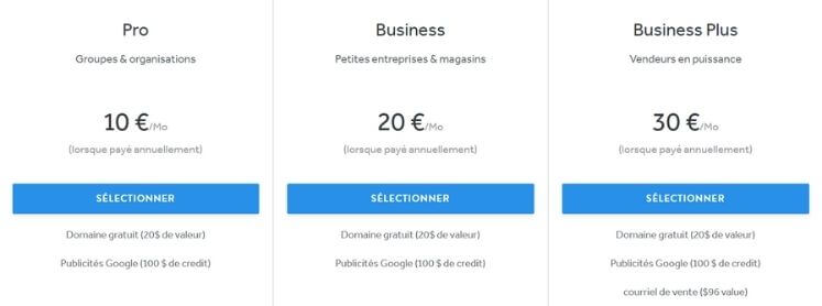 Prix e-commerce avec Weebly