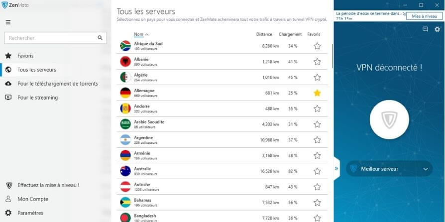 Serveurs ZenMate VPN