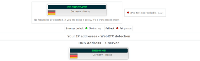 Test d'adresse IP avec Avast SecureLine