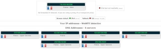 Test d'adresse IP avec Avira VPN