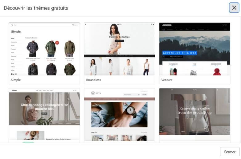 Thèmes gratuits Shopify