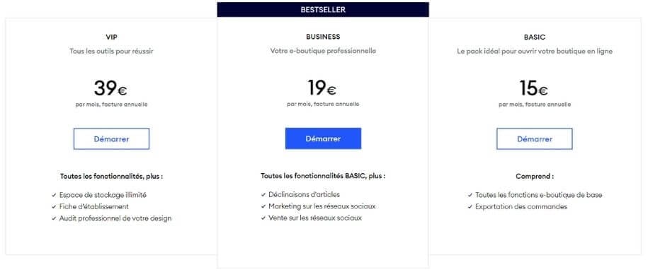 Abonnements pour les e-commerces Jimdo