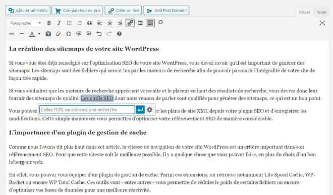 Ajout de liens avec WordPress