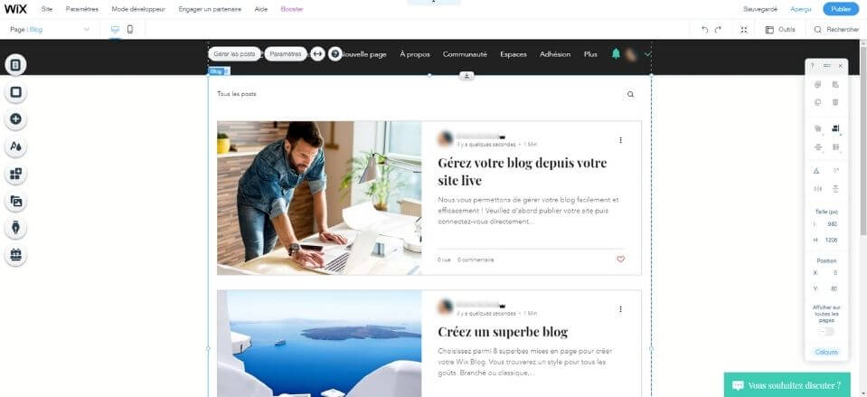 Création de blog avec Wix