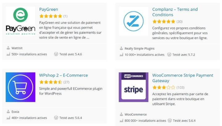 Exemples de plugins pour le e-commerce avec WordPress