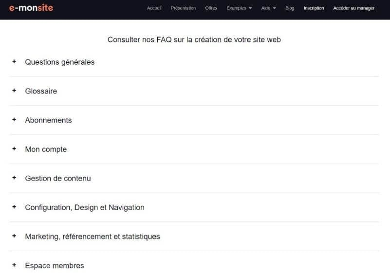 FAQ e-monsite