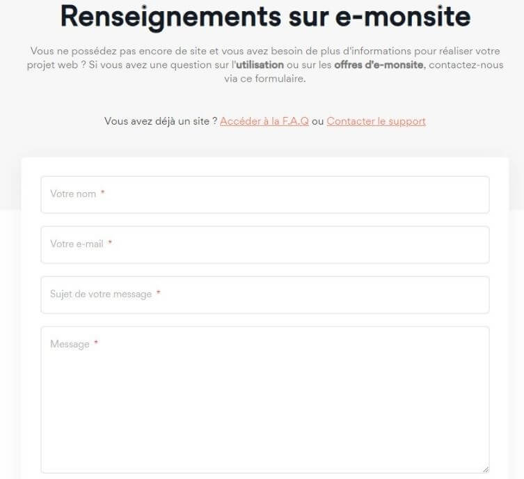Formulaire de contact e-monsite