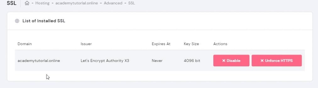 Installation certificat SSL Hostinger