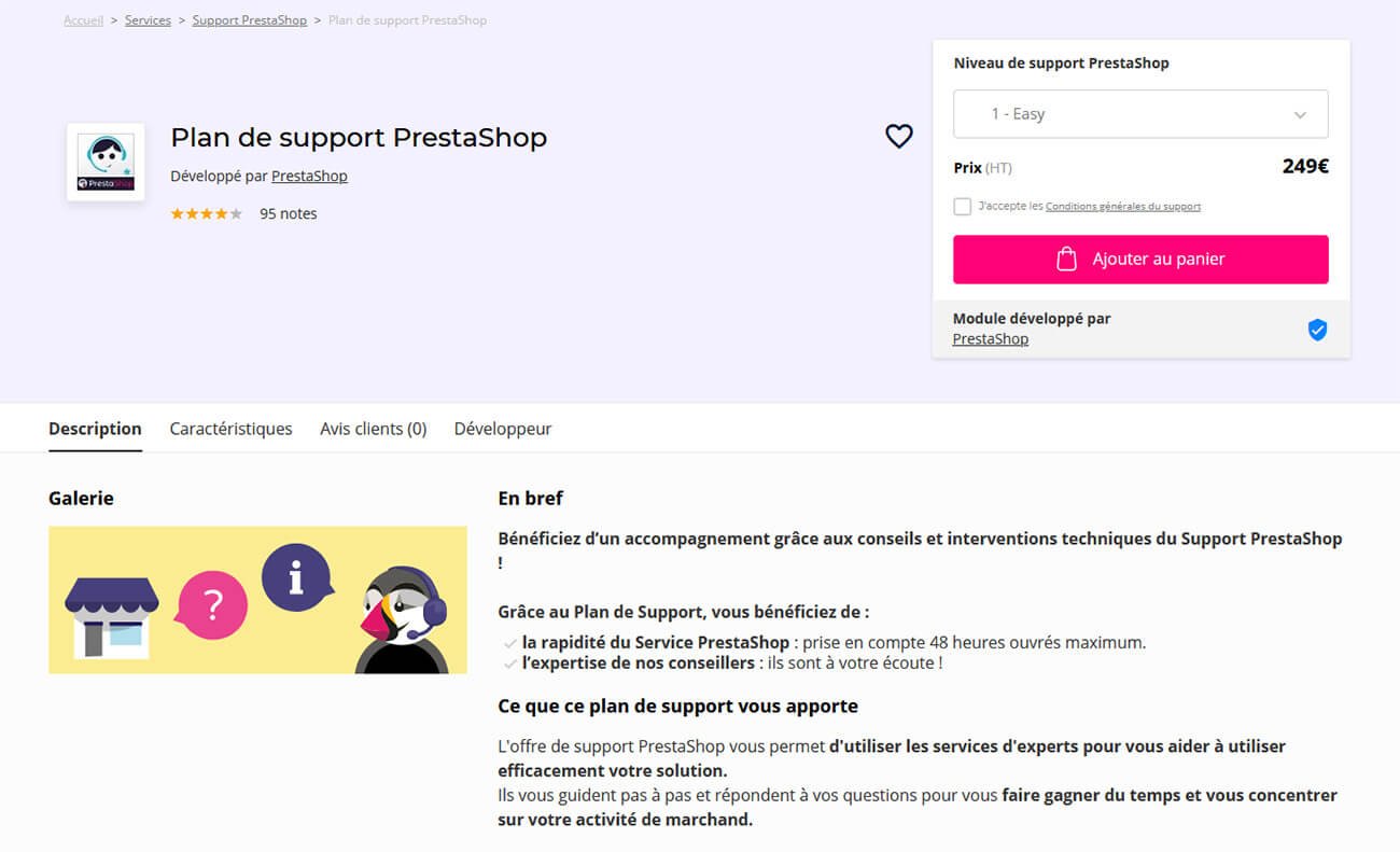 Support client PrestaShop