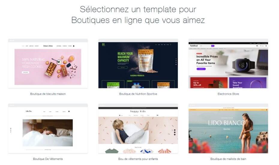 Templates pour boutiques en ligne Wix