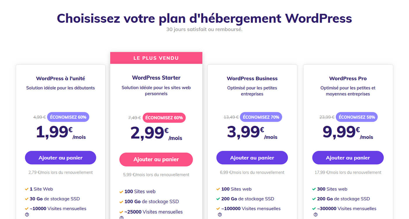 Offres hébergement WordPress Hostinger