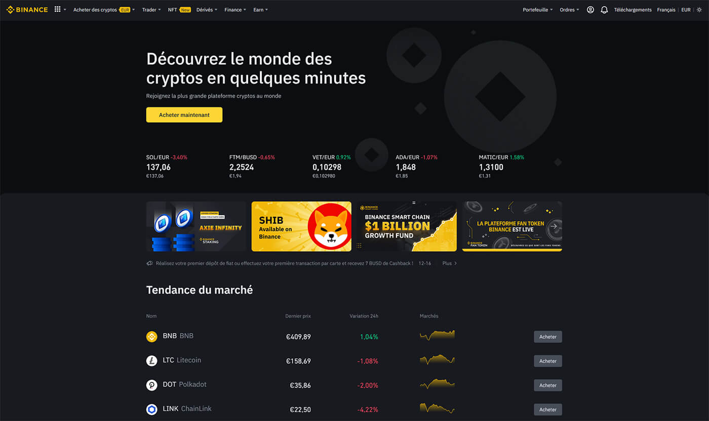 Meilleur exchange crypto-monnaies Binance